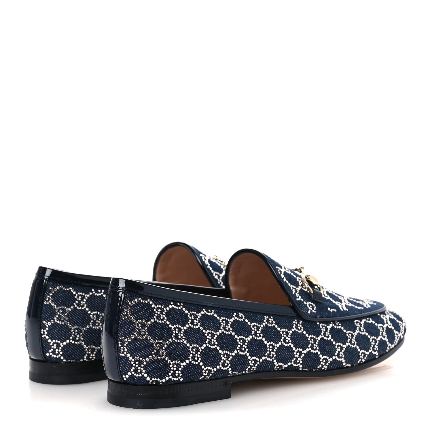 Gucci Denim Crystal GG Monogram Horsebit Womens Jordaan Loafers 39.5 Deep Blue Blue Milad 5 of 12