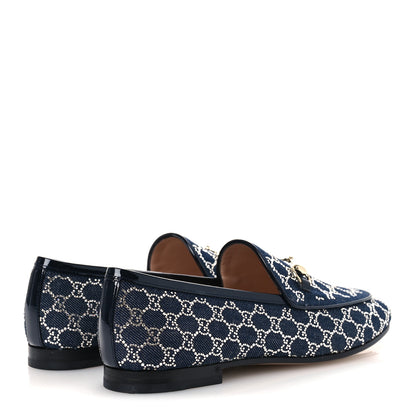 Gucci Denim Crystal GG Monogram Horsebit Womens Jordaan Loafers 39.5 Deep Blue Blue Milad 5 of 12