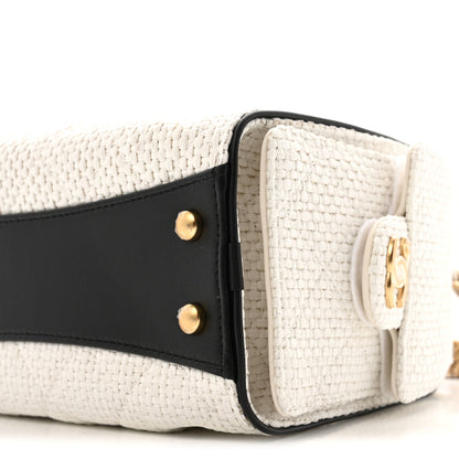 Chanel Braided Raffia Calfskin Mini Chanel 25 Handbag White Black 10 of 11