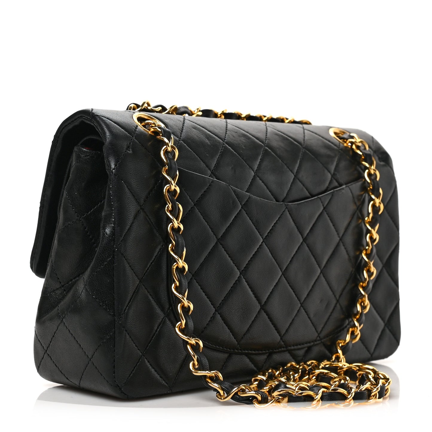 Lambskin Quilted Small Double Flap Black