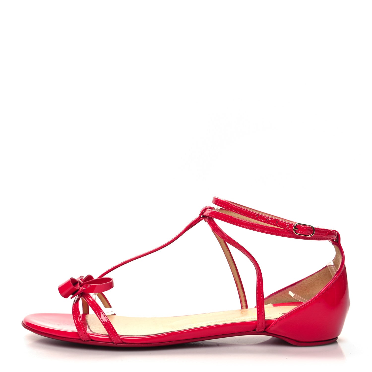 Christian Louboutin Patent Blakissima Flat Sandals 38 Fraise 1 of 8