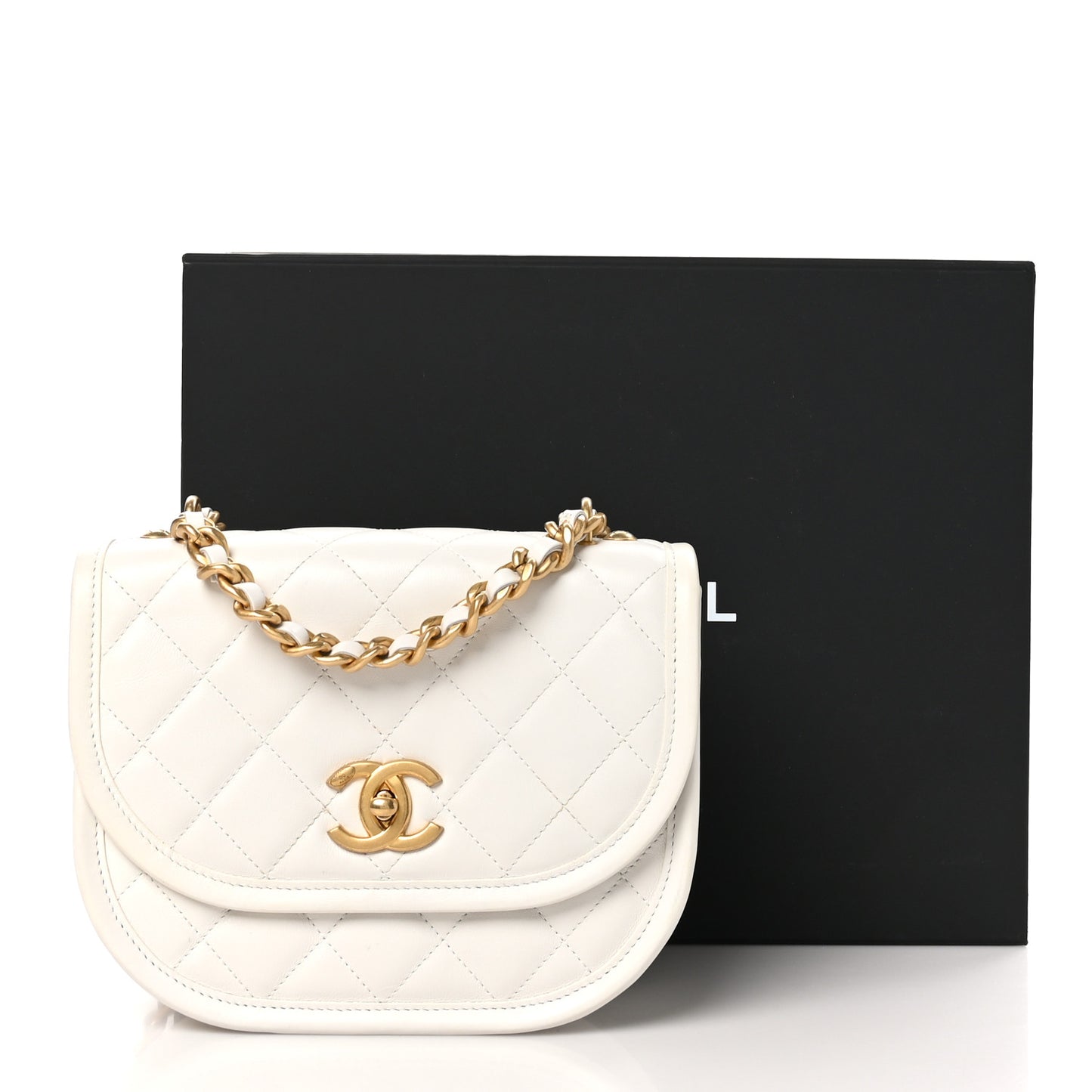 Lambskin Quilted Small Messenger Flap White
