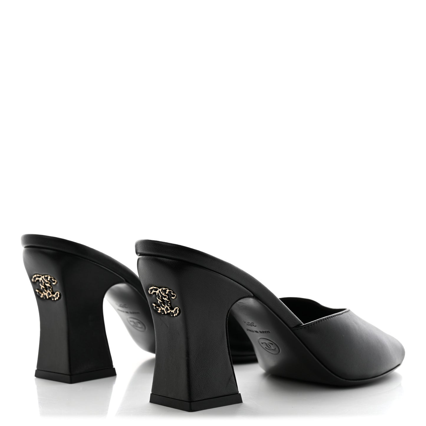 Lambskin CC Chain Mules 38.5 Black
