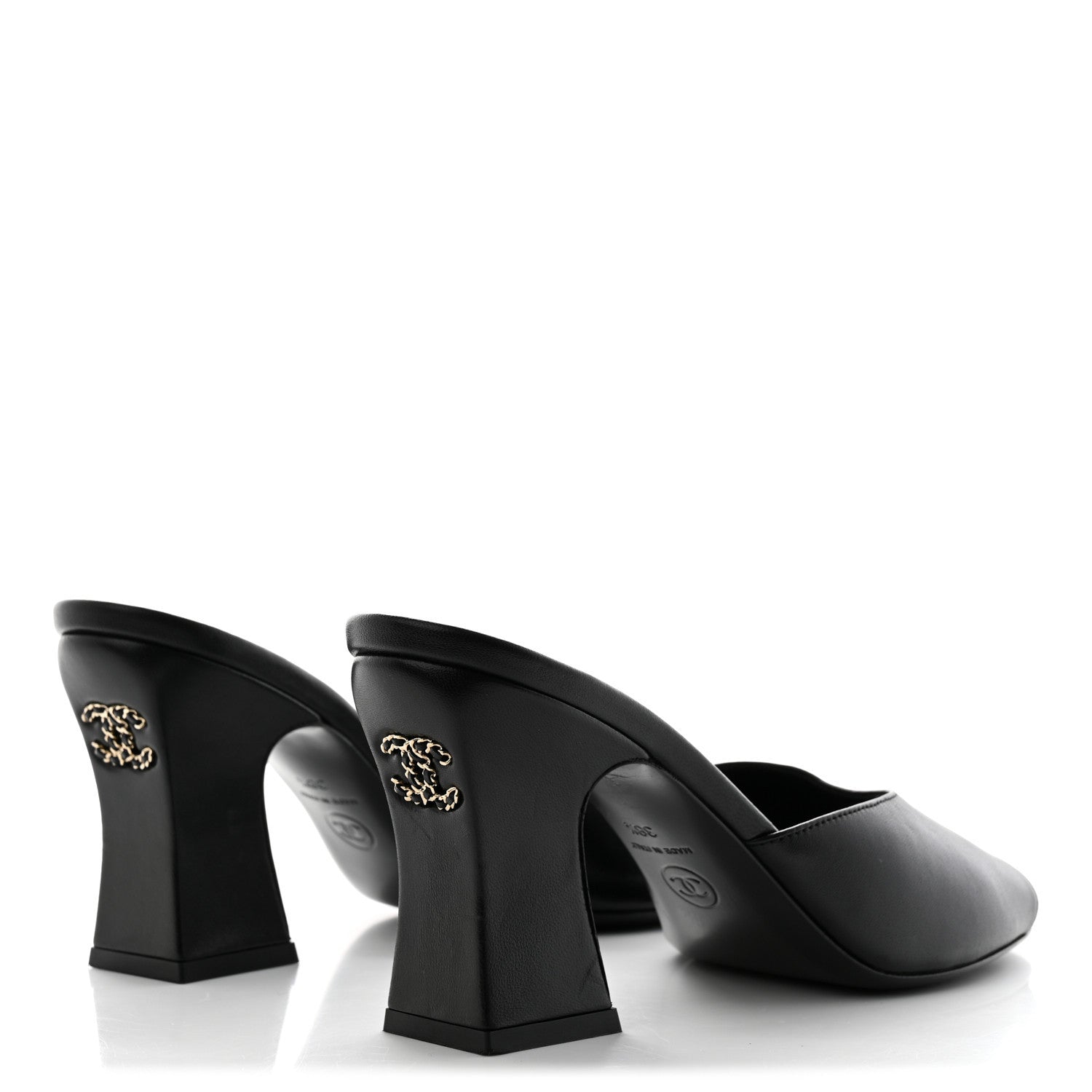 Chanel Lambskin CC Chain Mules 38.5 Black 4 of 9