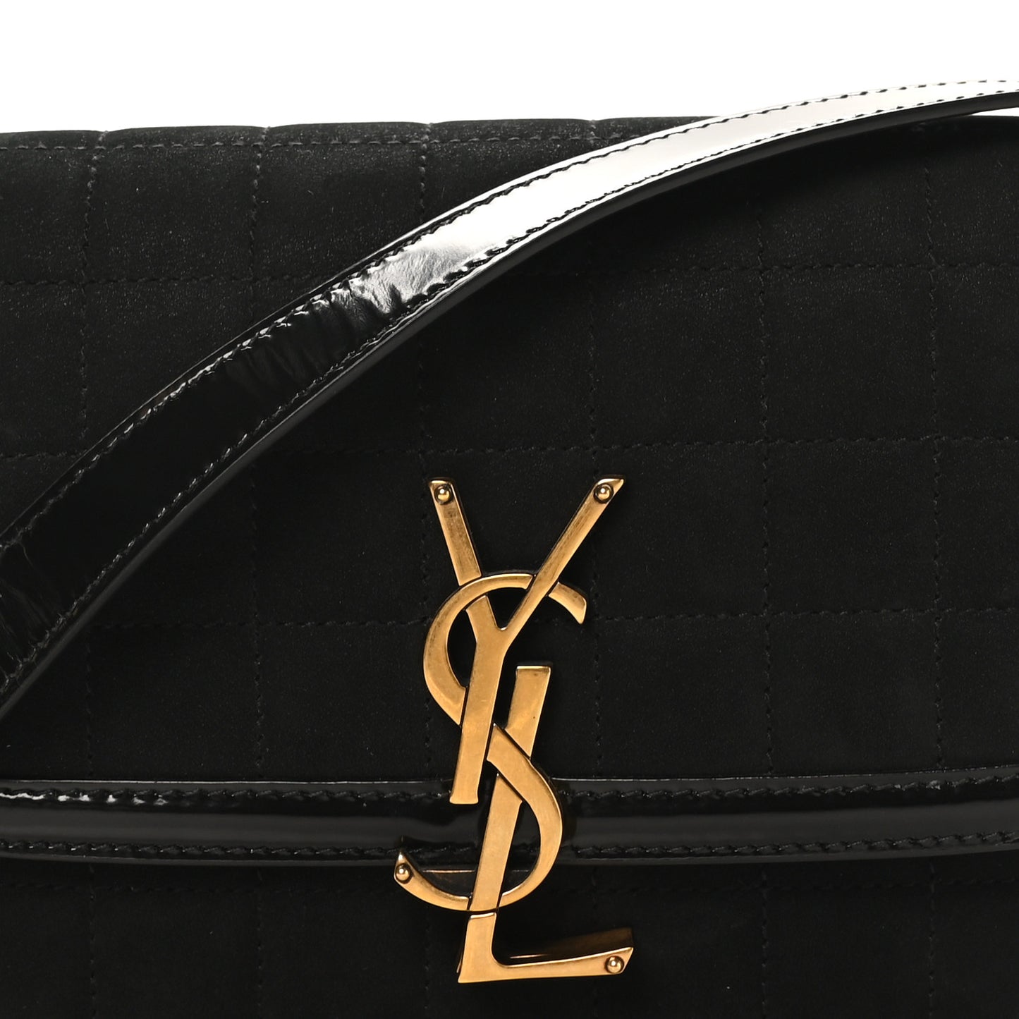 Suede Quilted Monogram Small Solferino Satchel Black