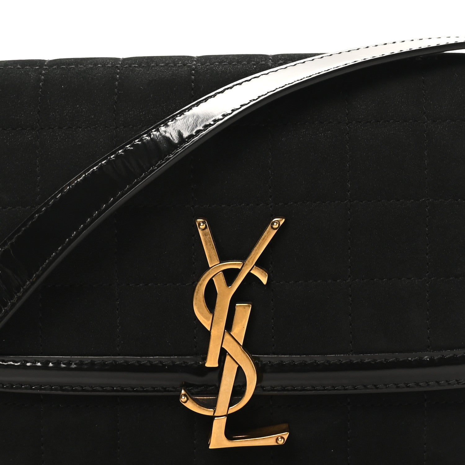 Saint Laurent Suede Quilted Monogram Small Solferino Satchel Black 7 of 9