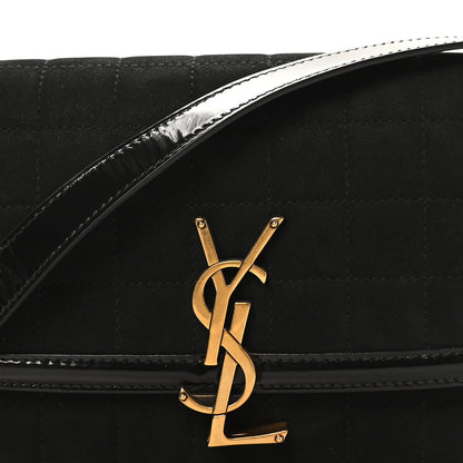 Saint Laurent Suede Quilted Monogram Small Solferino Satchel Black 7 of 9
