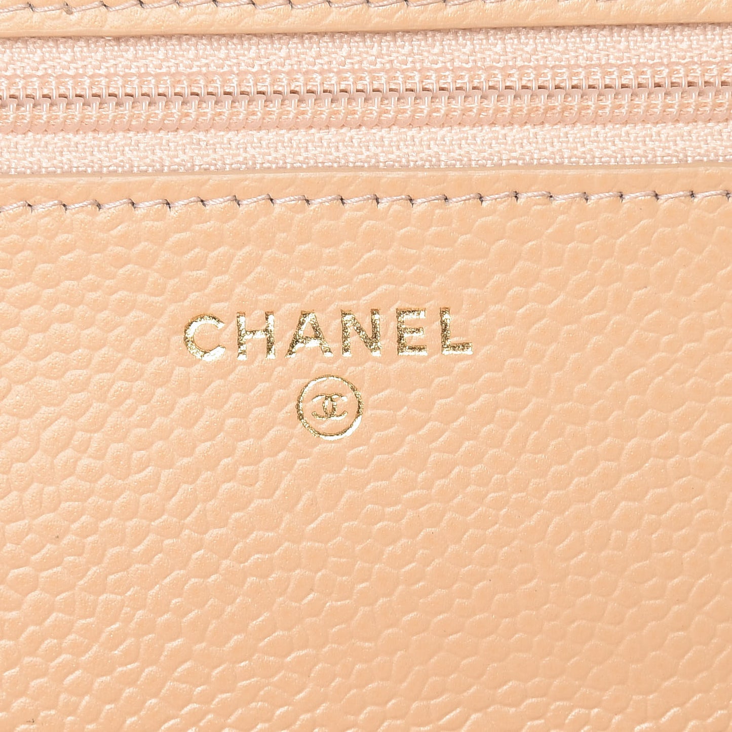 Caviar Quilted Wallet On Chain WOC Beige Clair