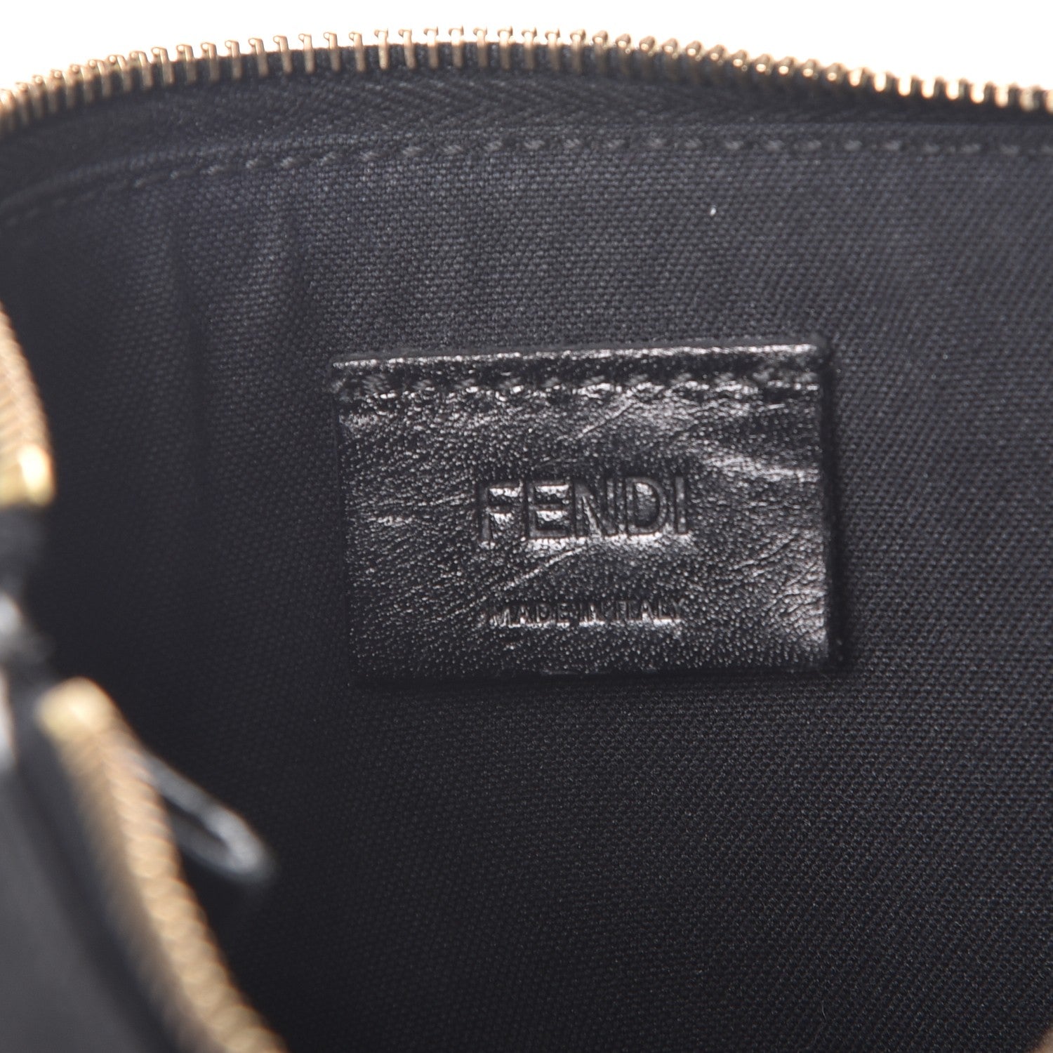 Fendi Vitello Elite Crystal Monster Eyes Zip Pouch Black Cedro 6 of 8