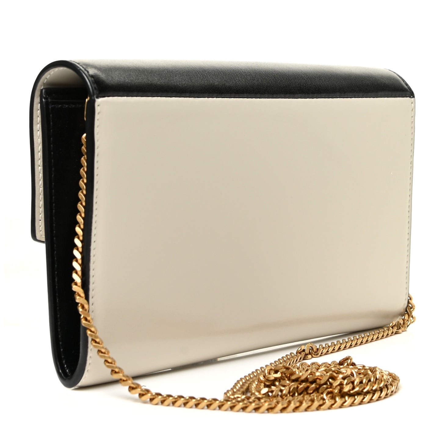 Smooth Shiny Calfskin Uptown Chain Wallet Black Crema Soft