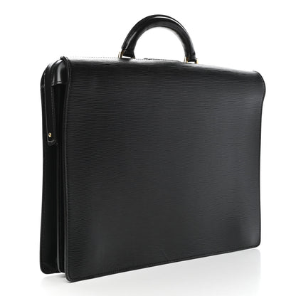 Louis Vuitton Epi Serviette Fermoir Briefcase Black 2 of 5