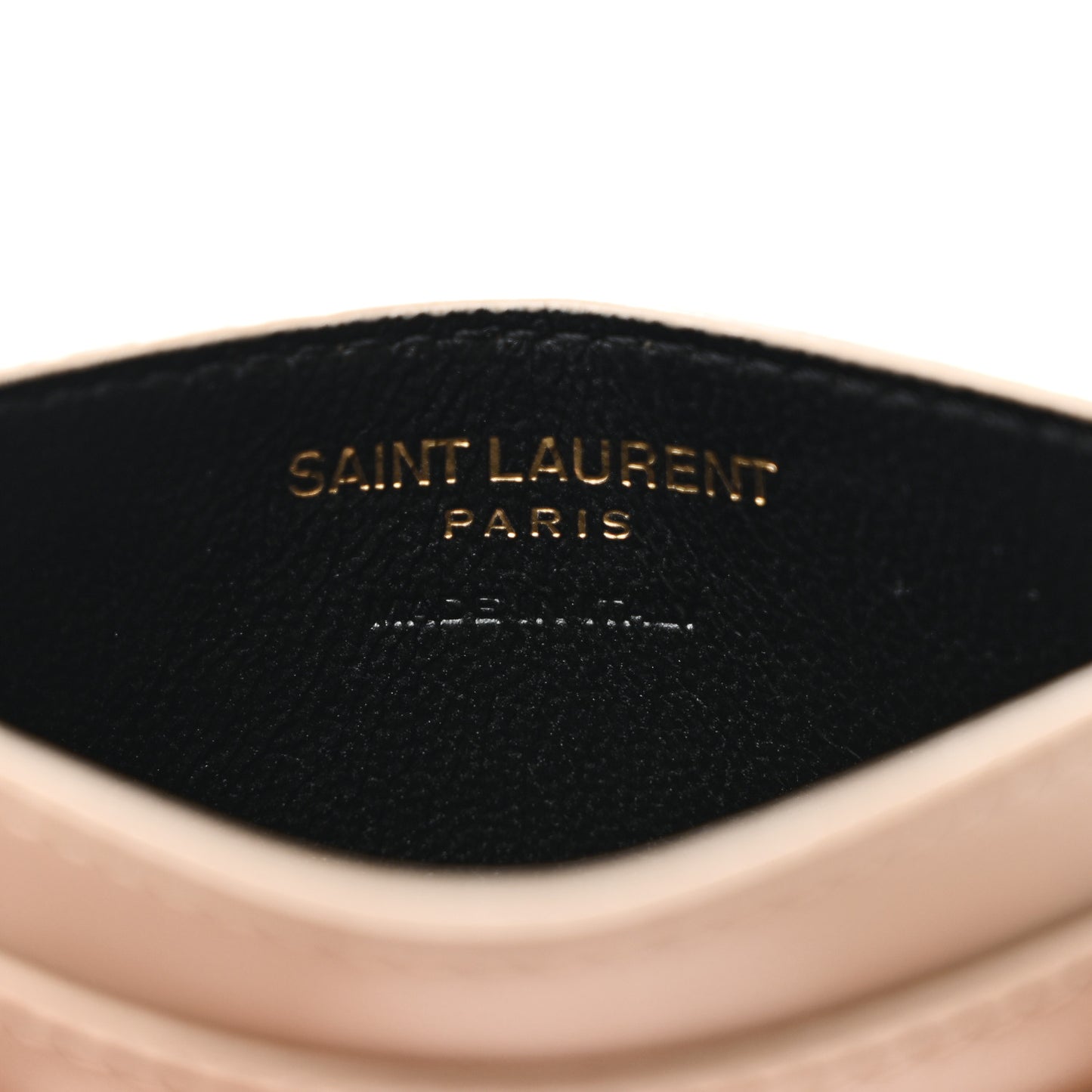 Lambskin Quilted Gaby Card Case Dark Beige