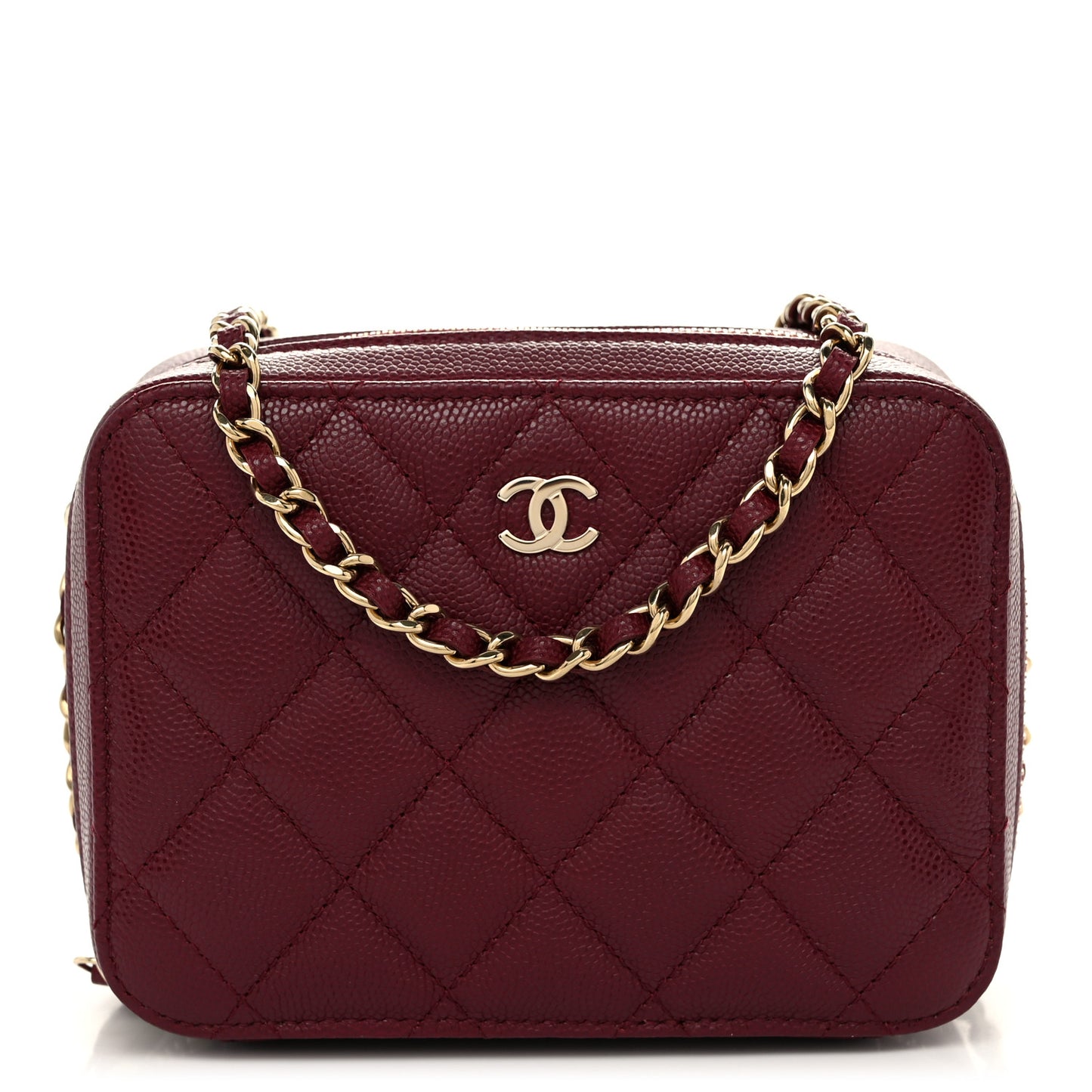 Caviar Quilted Camera Bag Burgundy