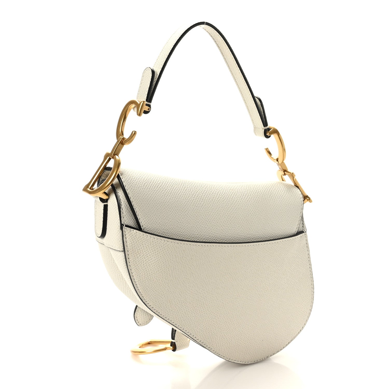 Christian Dior Grained Calfskin Mini Saddle Bag White 3 of 8