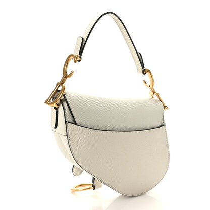 Christian Dior Grained Calfskin Mini Saddle Bag White 3 of 8