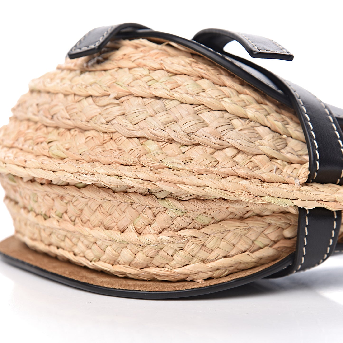 Calfskin Raffia Mini Gate Crossbody Bag Natural Black