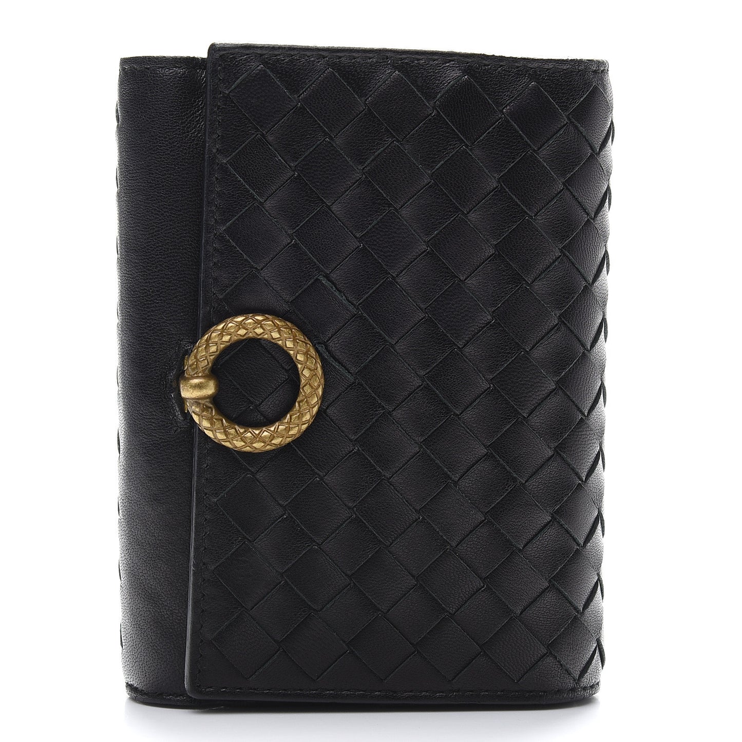 Nappa Intrecciato Tri-Fold Wallet Black