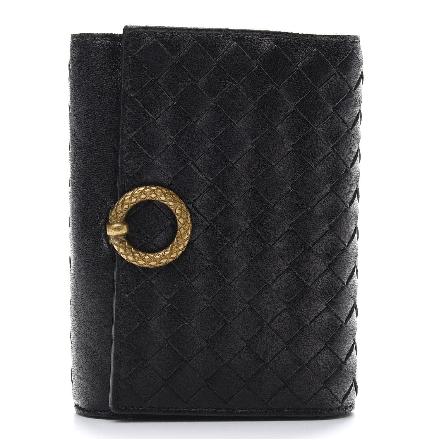 Bottega Veneta Nappa Intrecciato Tri-Fold Wallet Black 1 of 7