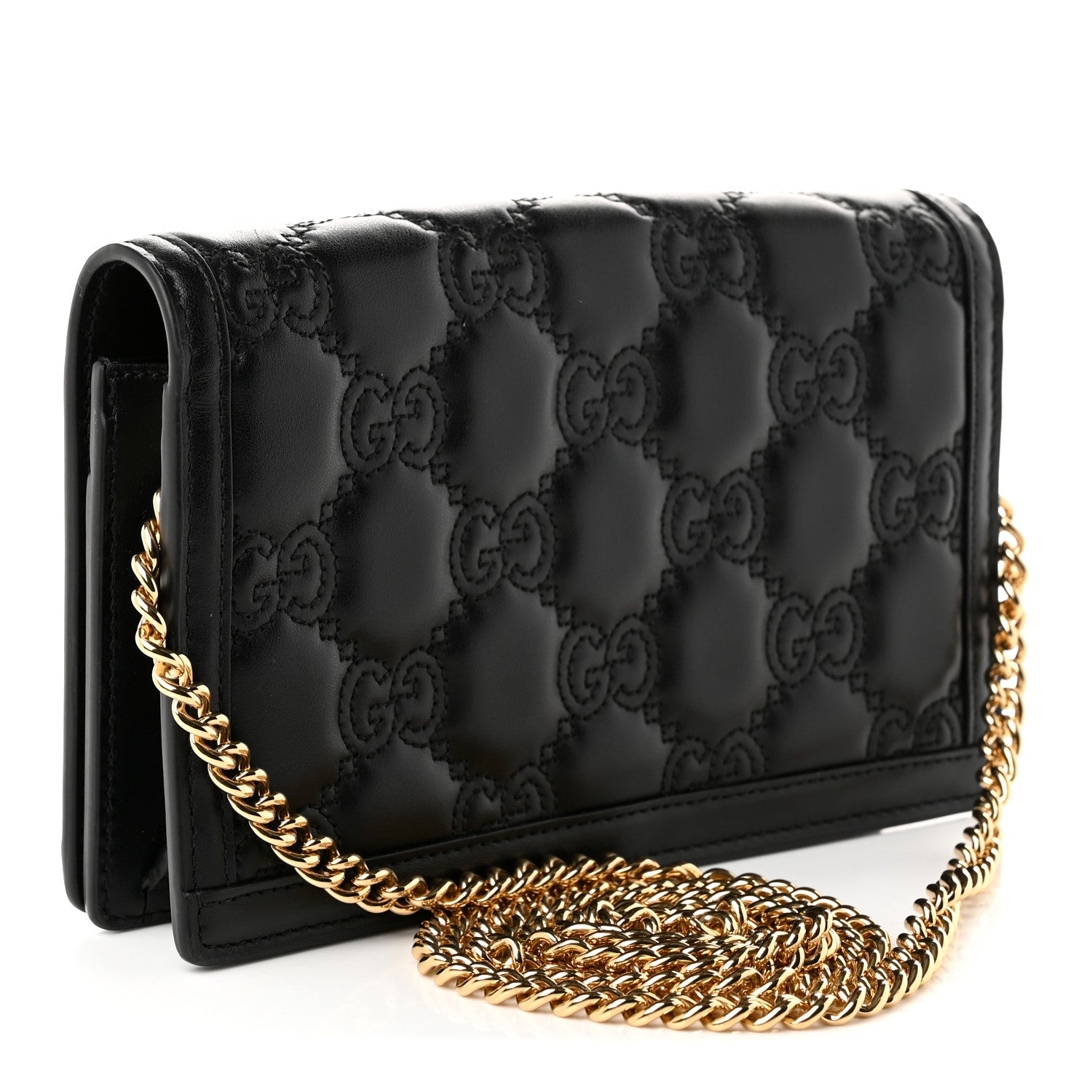 Gucci Calfskin GG Matelasse Chain Wallet Black 3 of 9