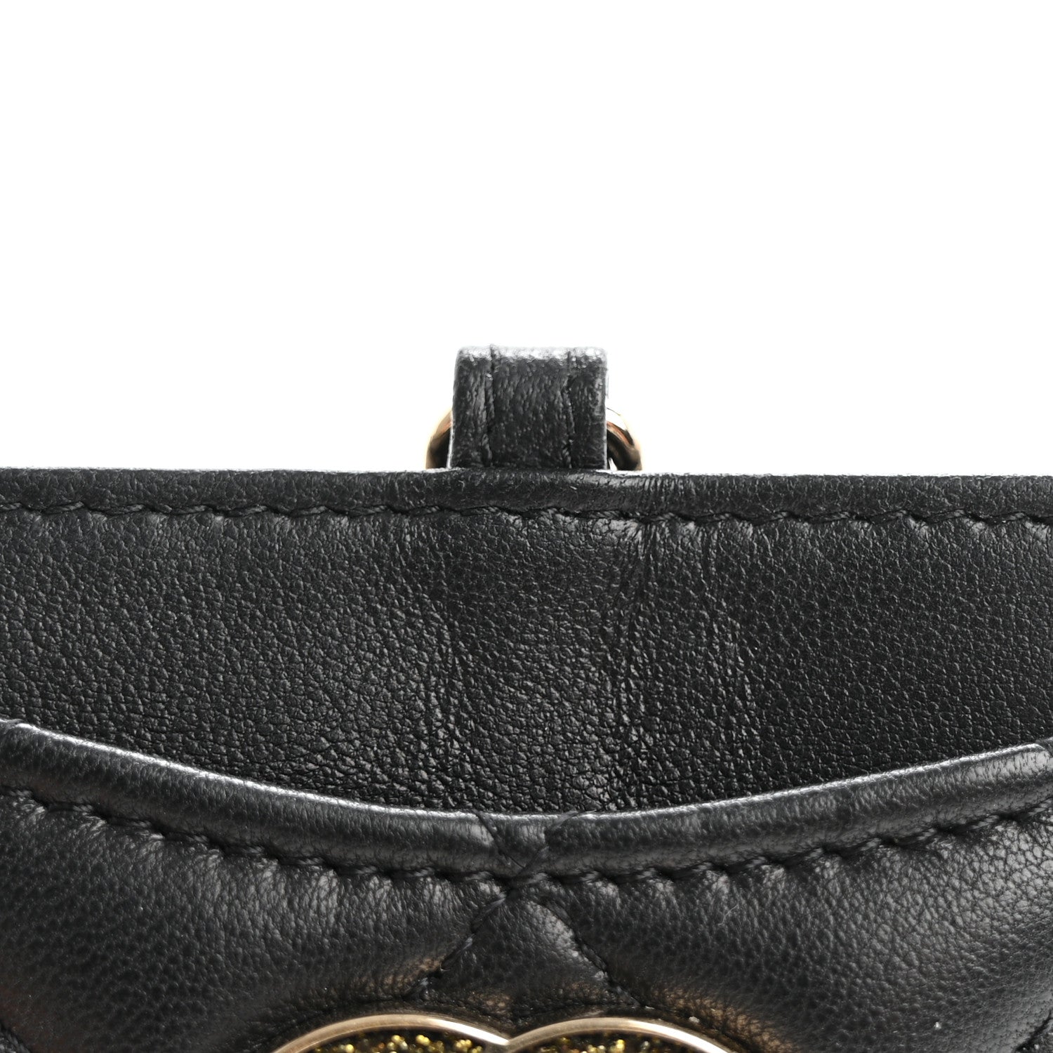 Chanel Lambskin Quilted Glitter Card Holder On Chain Black 8 of 11
