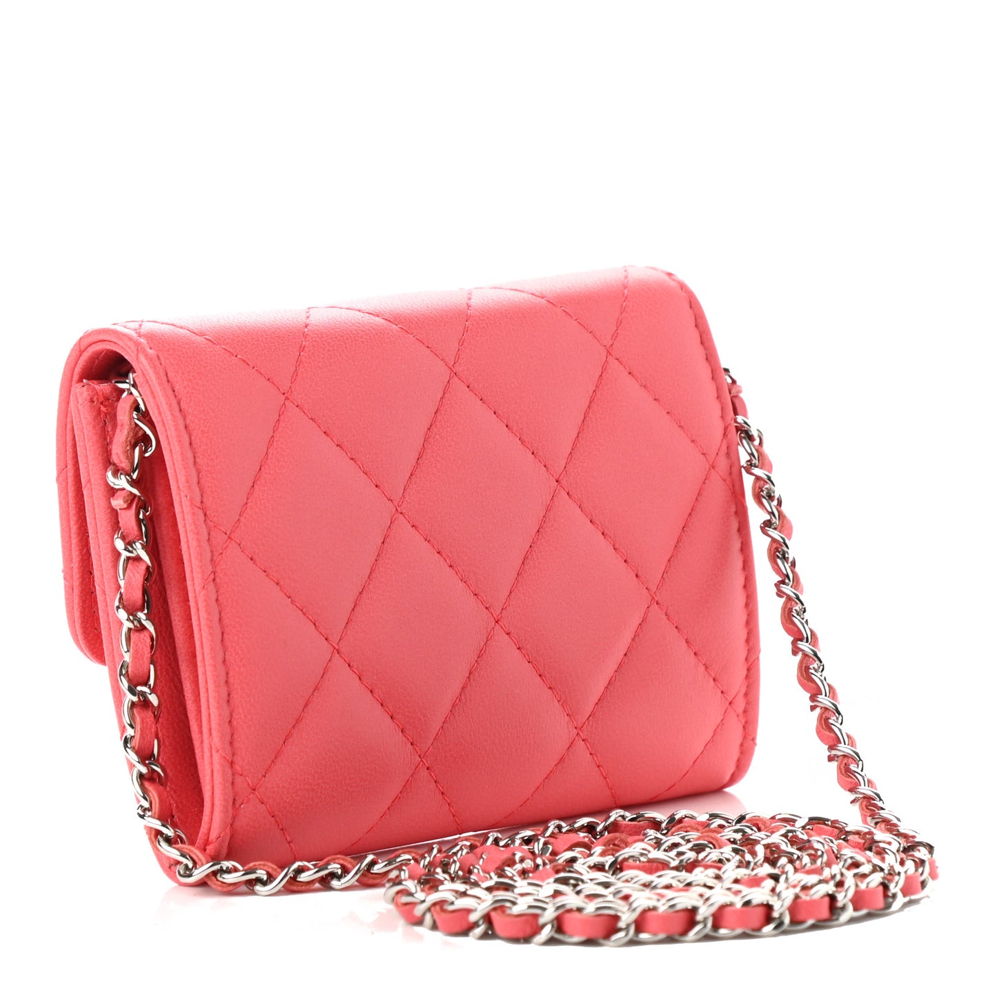 Lambskin Quilted Clutch With Chain Pink