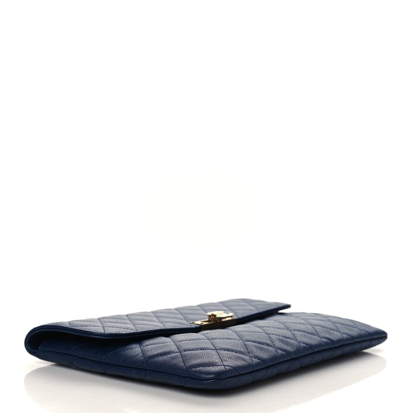 Caviar Quilted Medium Golden Class Pouch Navy