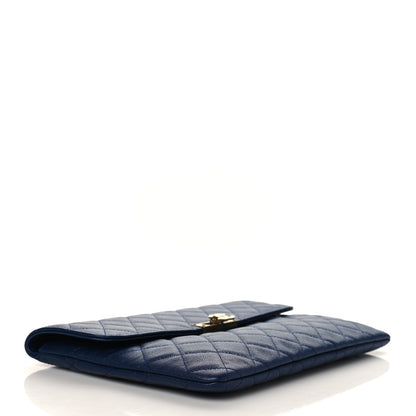 Chanel Caviar Quilted Medium Golden Class Pouch Navy 4 of 7