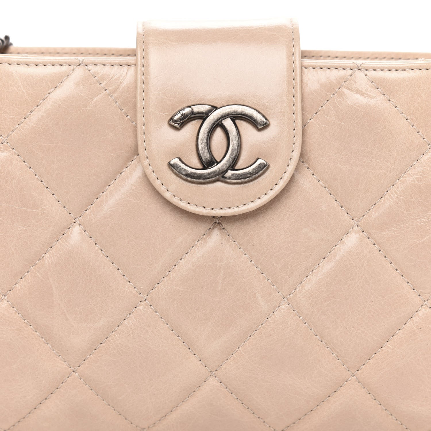 Chanel Glazed Calfskin Quilted Coco Pleats Chain Clutch Light Pink 11 of 12