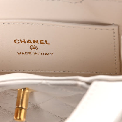 Chanel Shiny Aged Calfskin Quilted Mini Nano Kelly Shopper White 6 of 10