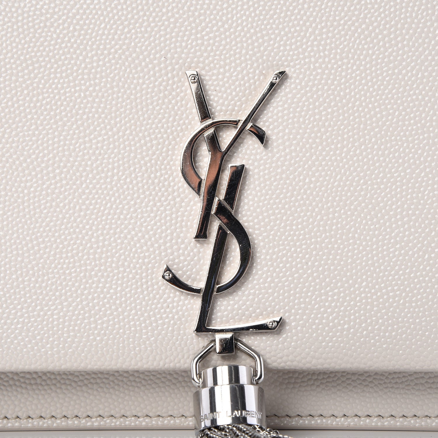 Saint Laurent Grain De Poudre Classic Monogram Kate Tassel Chain Wallet White 8 of 8