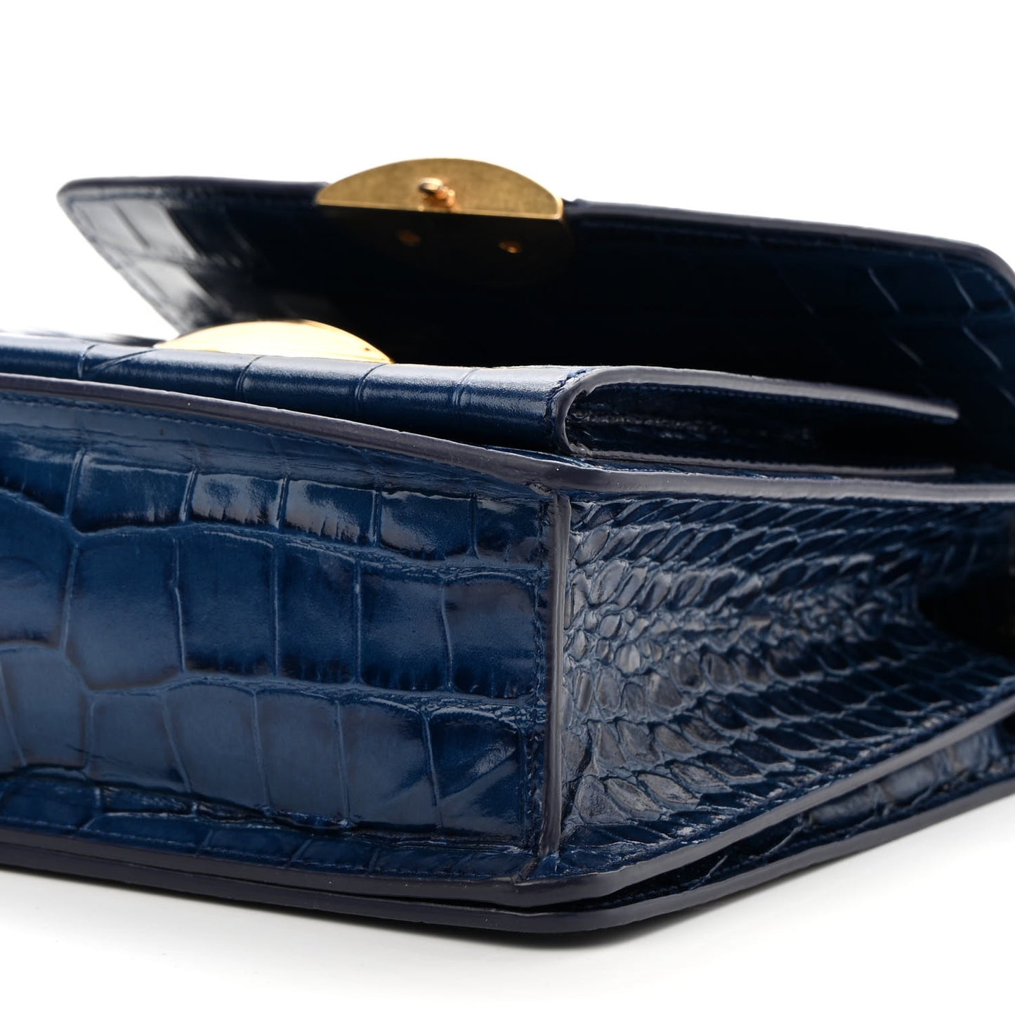 Calfskin Crocodile Embossed Dia Day Bag Blue