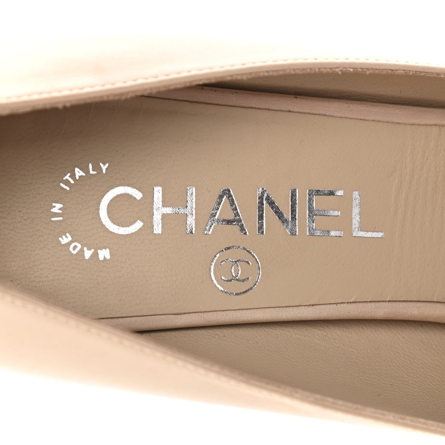 Chanel Calfskin CC Cap Toe Platform Chain Pumps 37.5 Beige Black 14 of 17