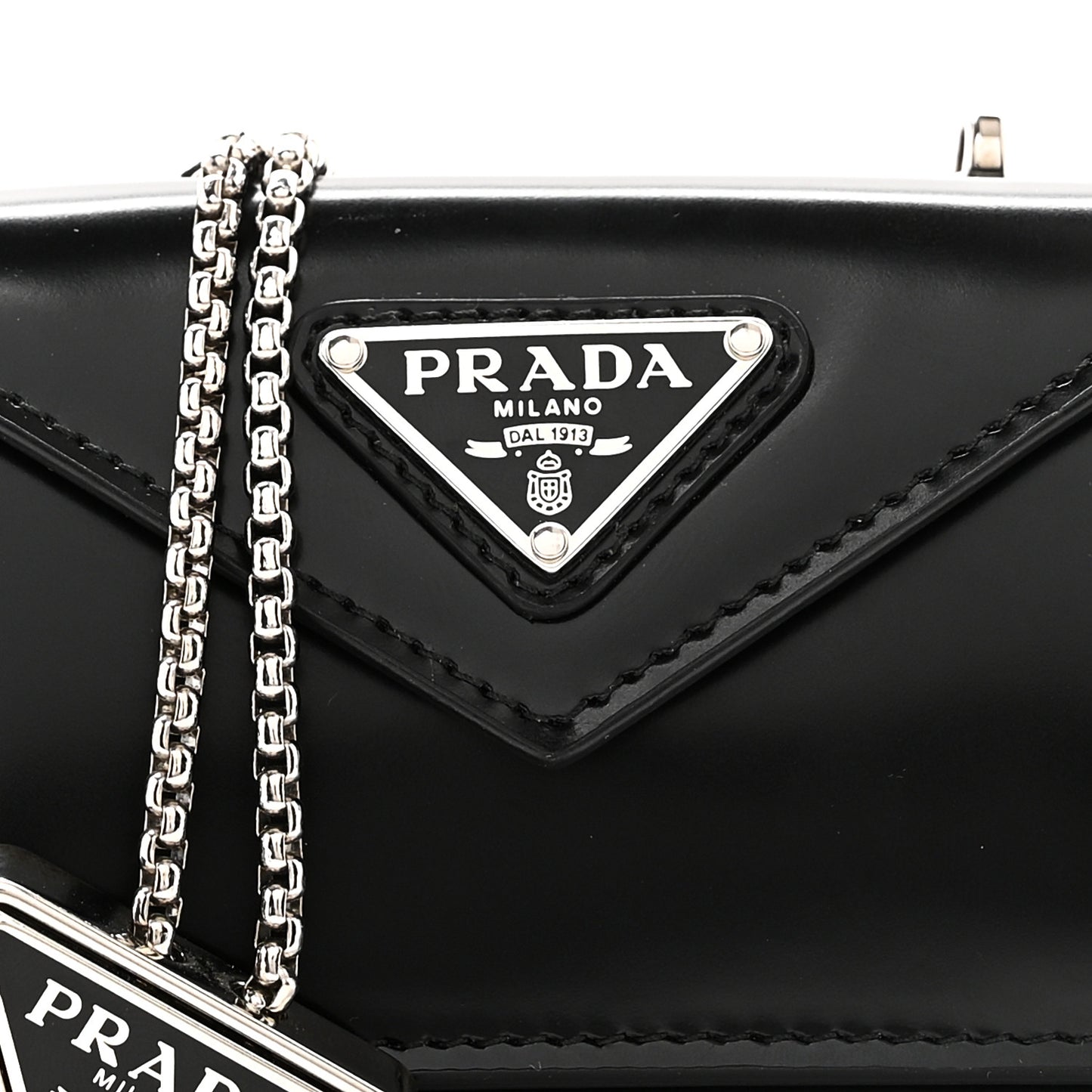 Spazzolato Chain Flap Card Holder Wallet Black