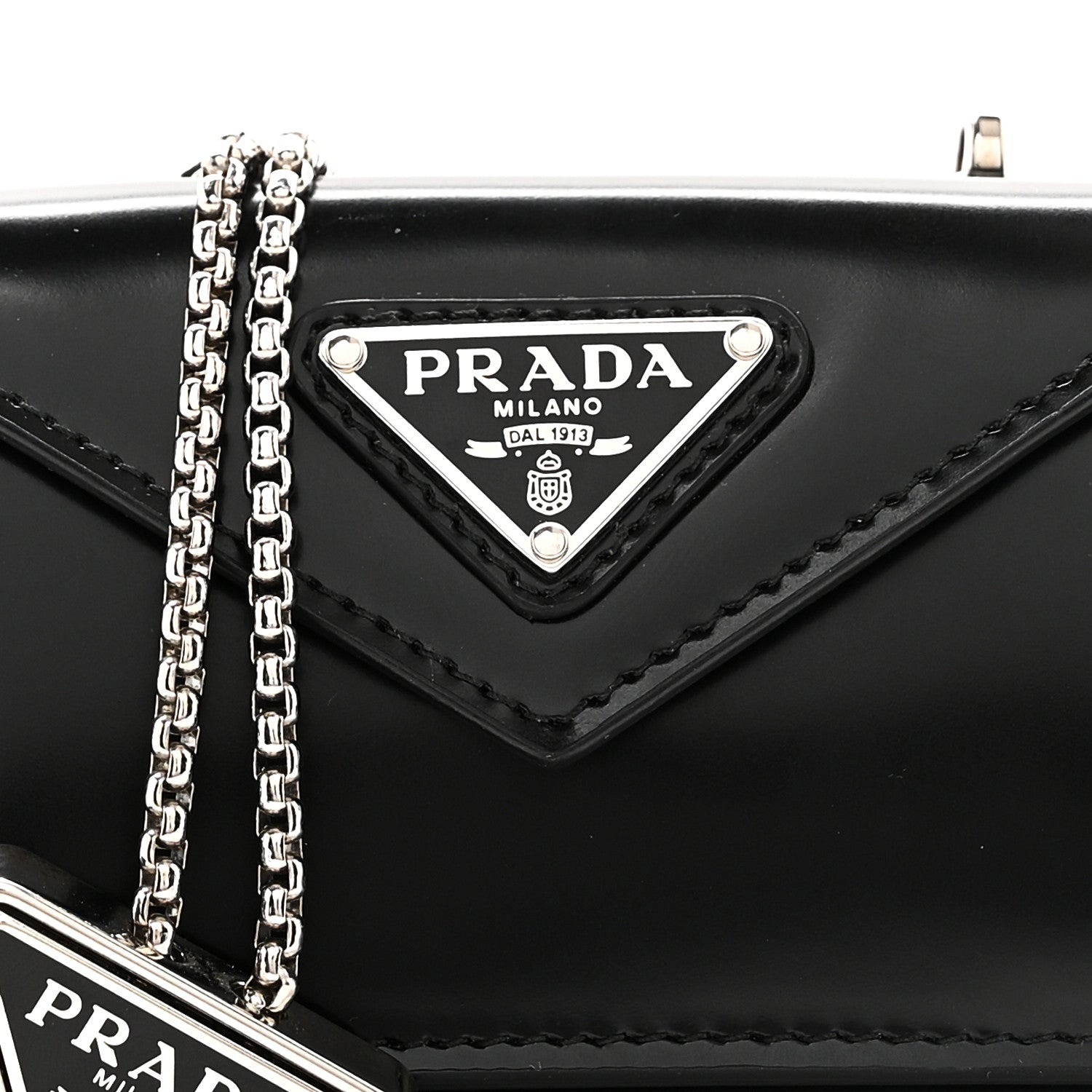 Prada Spazzolato Chain Flap Card Holder Wallet Black 7 of 9
