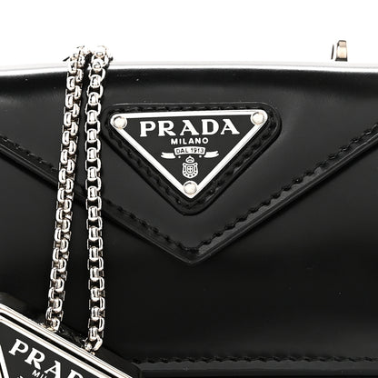 Prada Spazzolato Chain Flap Card Holder Wallet Black 7 of 9
