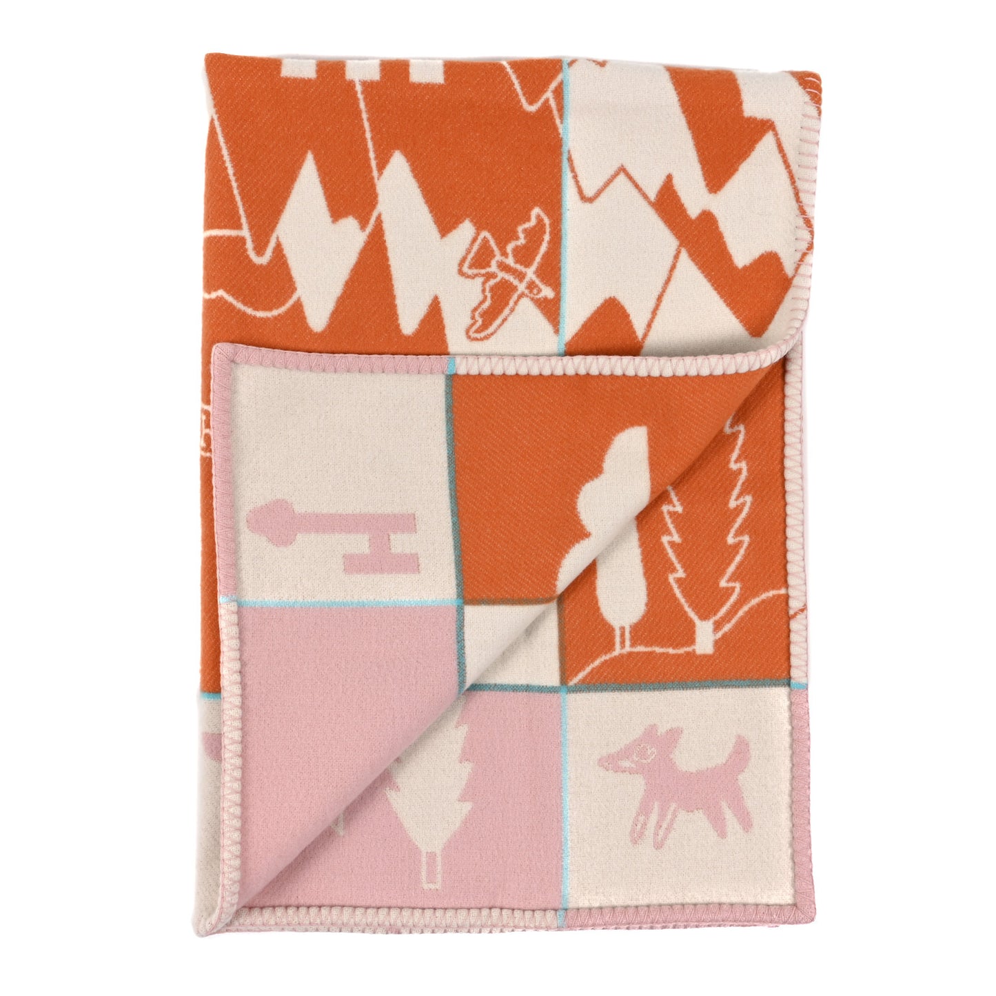 Wool Cashmere Avalon Epopee Blanket Mandarine Rose
