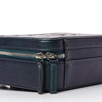 Chanel Iridescent Caviar Quilted Medium CC Filigree Vanity Case Dark Turquoise 6 of 10