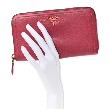 Prada Vitello Daino Zip Around Wallet Peonia 2 of 10