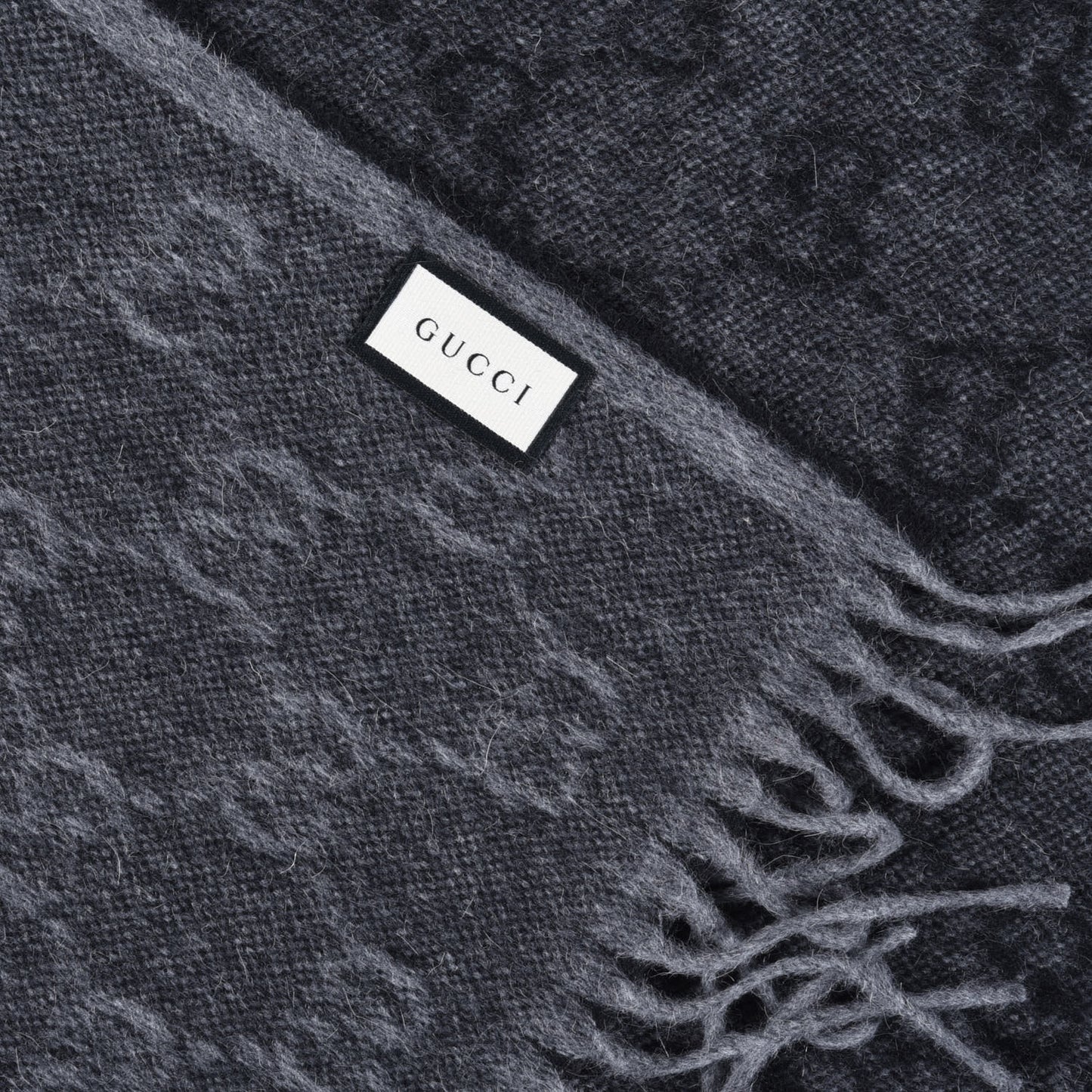Wool Angora Monogram Web New Nikky Scarf Lead Dark Green