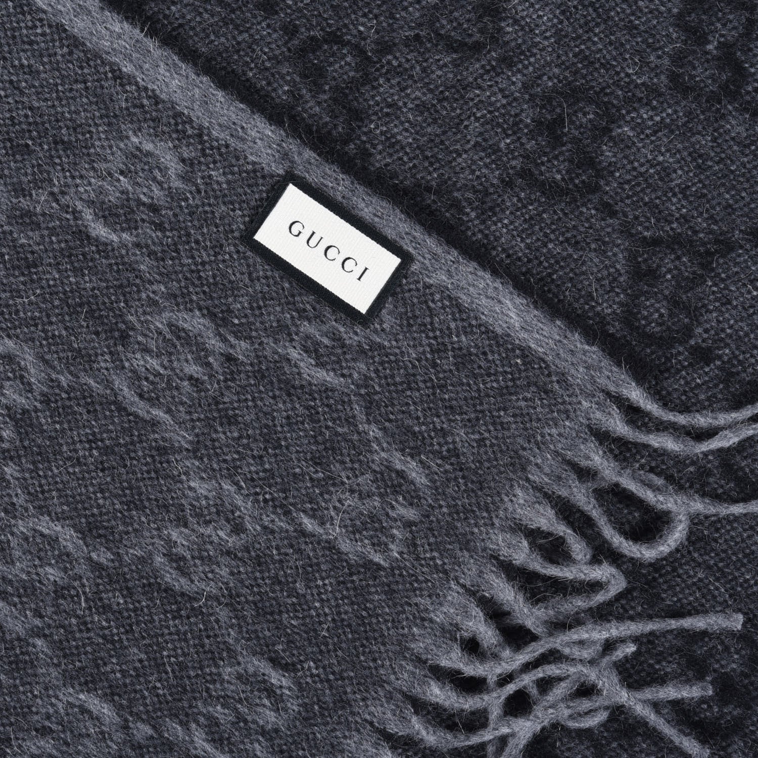 Gucci Wool Angora Monogram Web New Nikky Scarf Lead Dark Green 4 of 4