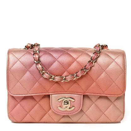 Chanel Metallic Lambskin Quilted Ombre Mini Rectangular Flap Pink 1 of 9