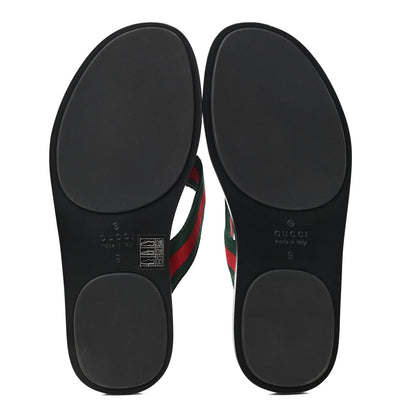 Gucci Nylon Calfskin Web Mens Thong Sandals 9 Green Red Black 5 of 7