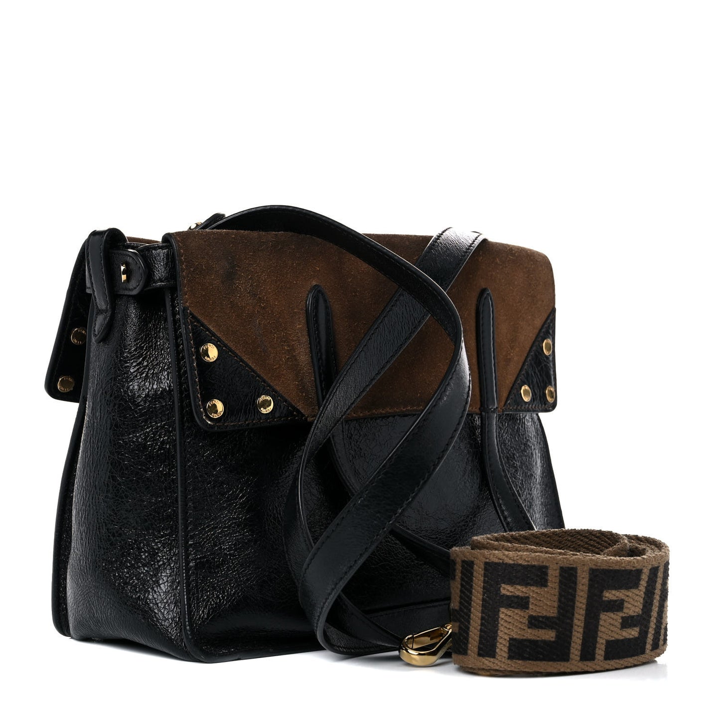 Agnello Old Shine Vitello Go Rain Small Flip Tote Black Marrone