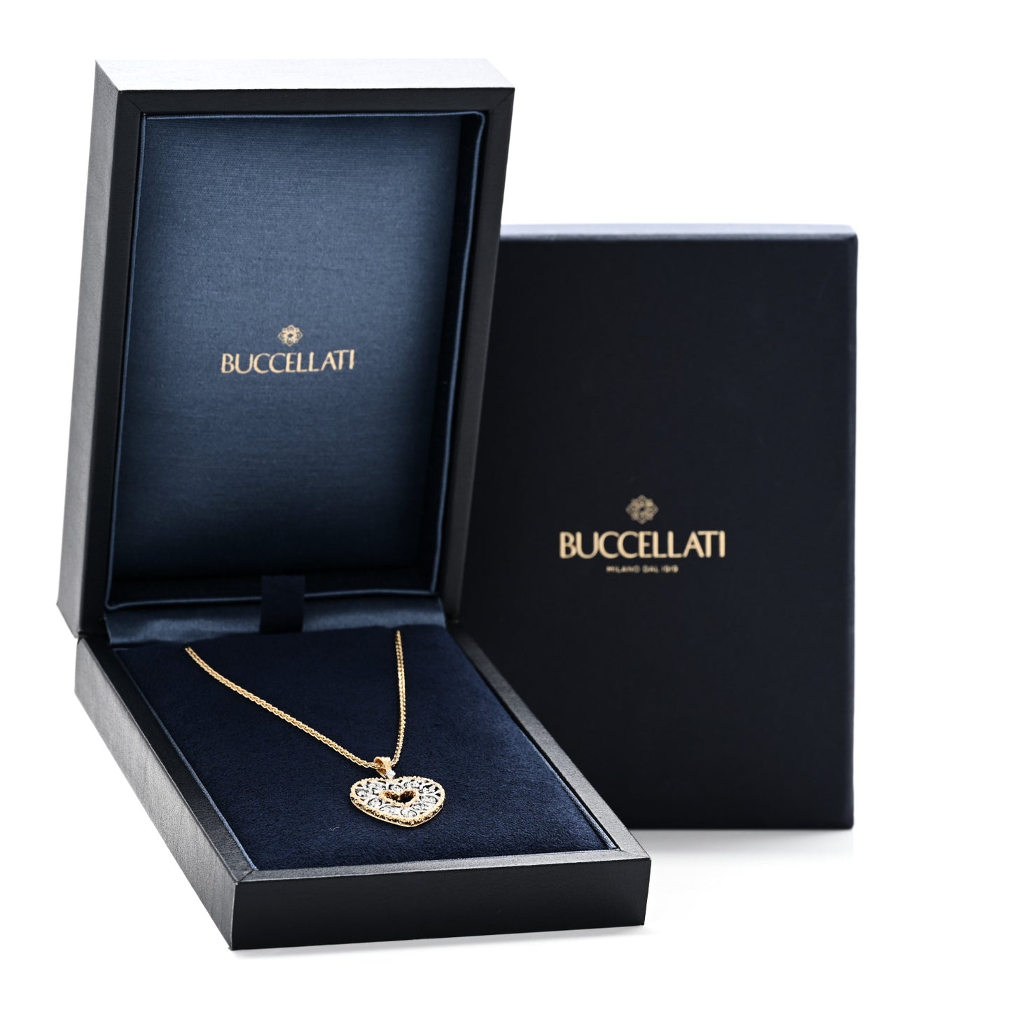 18K Yellow White Gold Diamond Ramage Pendant Necklace