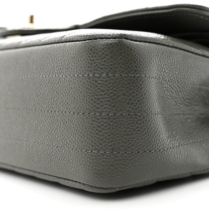 Chanel Caviar Chevron Quilted Medium Double Flap Dark Grey 10 of 11