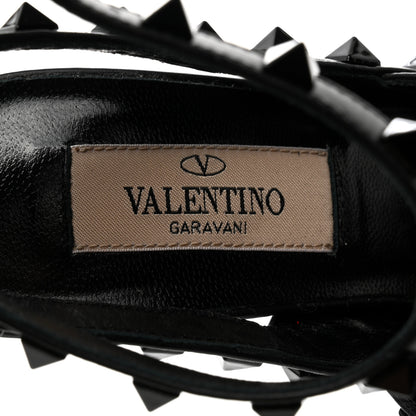 Valentino Garavani Calfskin Lacquered Monochrome Rockstud Ankle Strap 100mm Pumps 35.5 Black 7 of 8