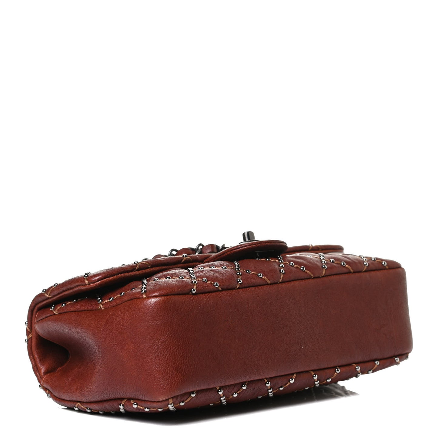 Studded Calfskin Lambskin Paris Dallas Flap Brown