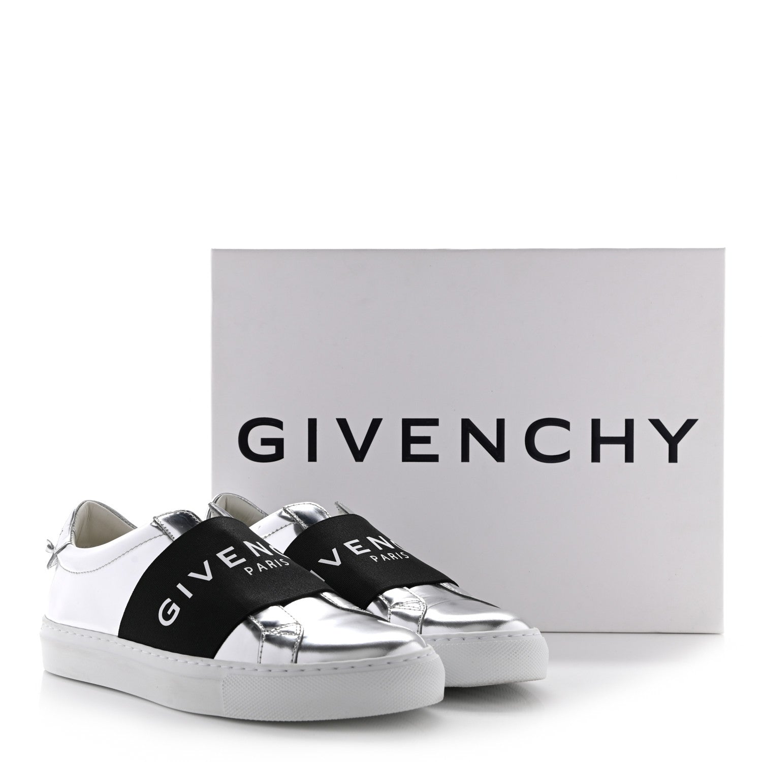 Givenchy Calfskin Band Logo Womens Urban Street Sneakers 36.5 Silvery 10 of 10