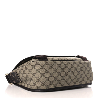 Gucci GG Plus Monogram Medium Double Buckle Flap Messenger Bag Beige Dark Brown 4 of 10