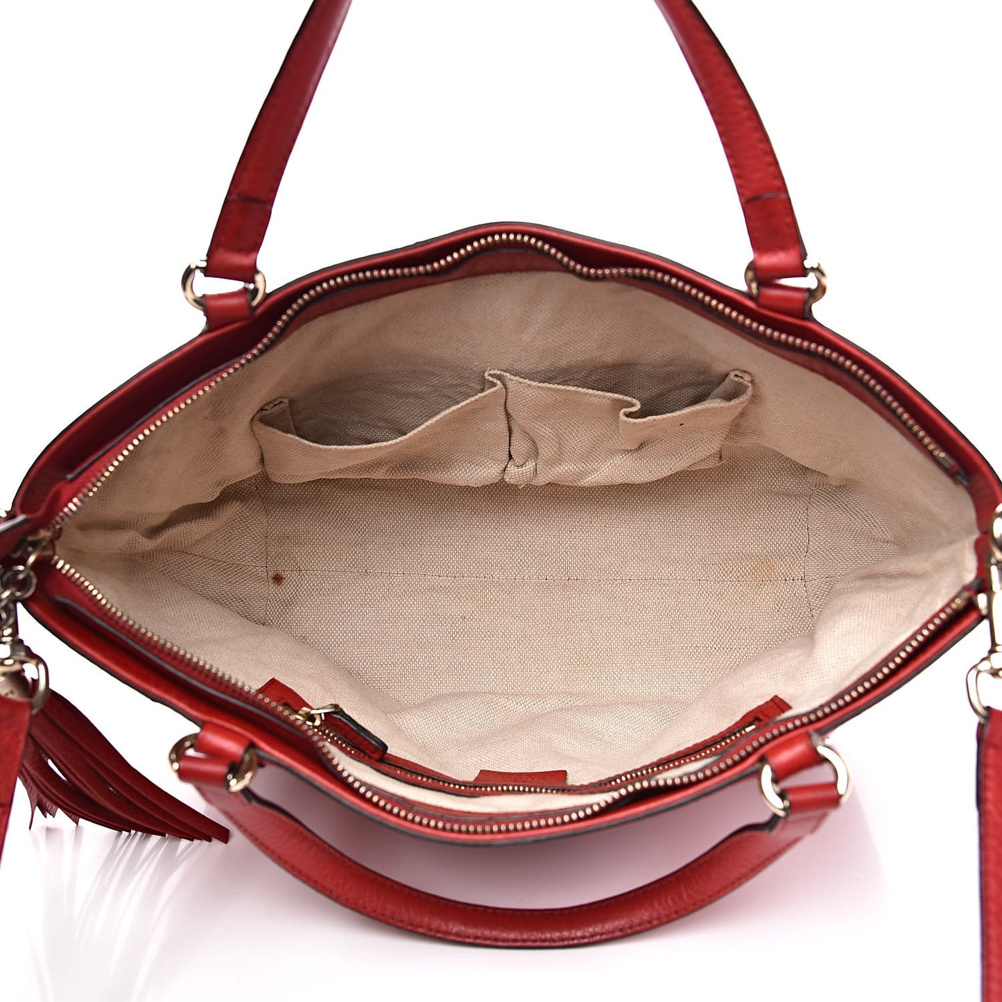 Pebbled Calfskin Small Soho Top Handle Bag Red